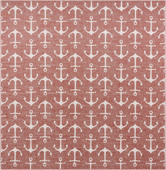 Rust Red 13' 1 x 13' 1 Outdoor Coastal Square Area Rug Weather Resistant for Patio, Deck, Terrace, Balcony, Porch 100% Polypropylene Coastal Decor Carpet for Sale at Rug Engine