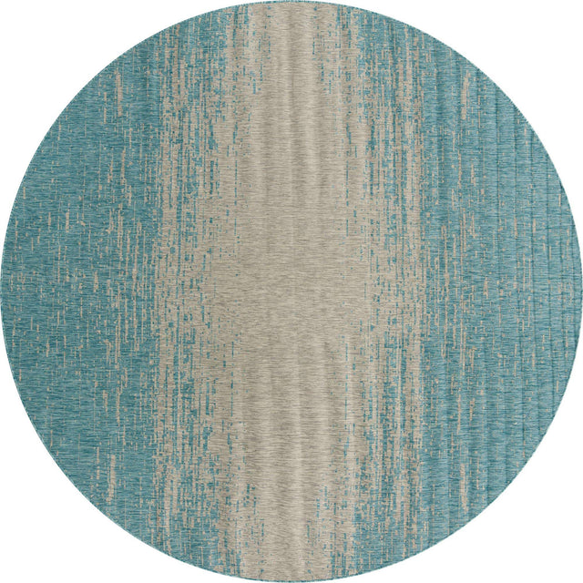 Aqua 10' 8 x 10' 8 Outdoor Modern Round Area Rug Weather Resistant for Patio, Deck, Terrace, Balcony, Porch 100% Polypropylene Modern Outside Carpet for Sale at Rug Engine