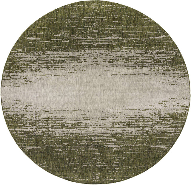 Green 10' 8 x 10' 8 Outdoor Modern Round Area Rug Weather Resistant for Patio, Deck, Terrace, Balcony, Porch 100% Polypropylene Modern Outside Carpet for Sale at Rug Engine