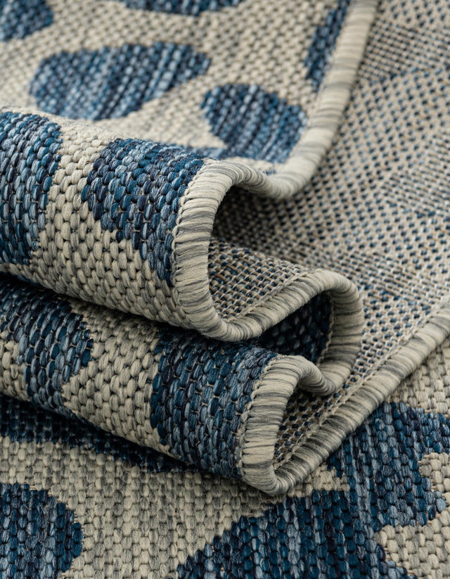 Blue 7' 10 x 7' 10 Outdoor Safari Square Area Rug Weather Resistant for Patio, Deck, Terrace, Balcony, Porch Animal Print Wildlife Nature Carpet for Sale at Rug Engine