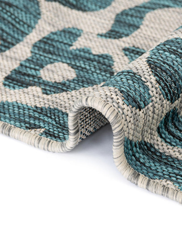 Teal 13' 1 x 13' 1 Outdoor Safari Square Area Rug Weather Resistant for Patio, Deck, Terrace, Balcony, Porch Animal Print Wildlife Nature Carpet for Sale at Rug Engine