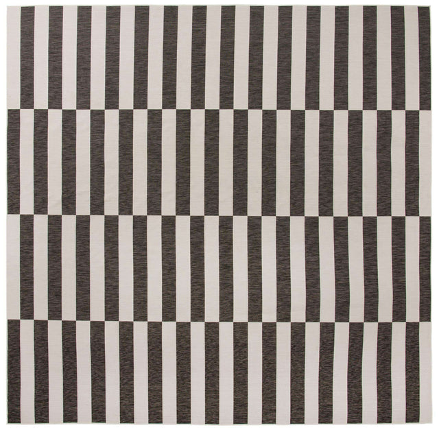 Charcoal 13' 1 x 13' 1 Outdoor Striped Square Area Rug Weather Resistant for Patio, Deck, Terrace, Balcony, Porch Geometric Pattern Waterproof Carpet for Sale at Rug Engine