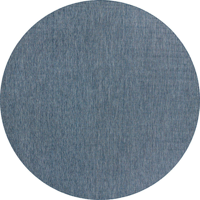 Blue 13' 1 x 13' 1 Outdoor Solid Round Area Rug Weather Resistant for Patio, Deck, Terrace, Balcony, Porch 100% Polypropylene Minimalist Waterproof Carpet for Sale at Rug Engine