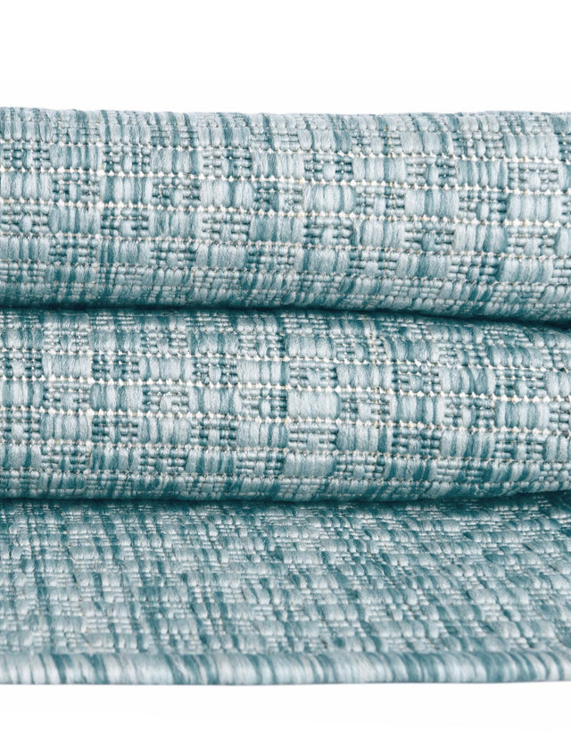 Aquamarine 13' 1 x 13' 1 Outdoor Solid Round Area Rug Weather Resistant for Patio, Deck, Terrace, Balcony, Porch 100% Polypropylene Minimalist Waterproof Carpet for Sale at Rug Engine