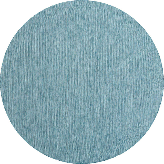 Aquamarine 13' 1 x 13' 1 Outdoor Solid Round Area Rug Weather Resistant for Patio, Deck, Terrace, Balcony, Porch 100% Polypropylene Minimalist Waterproof Carpet for Sale at Rug Engine