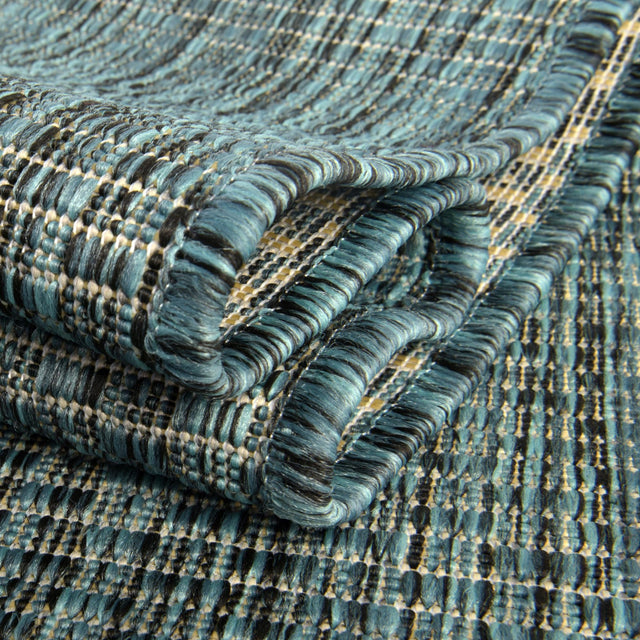 Teal 11' x 11' Outdoor Solid Round Area Rug Weather Resistant for Patio, Deck, Terrace, Balcony, Porch 100% Polypropylene Minimalist Waterproof Carpet for Sale at Rug Engine