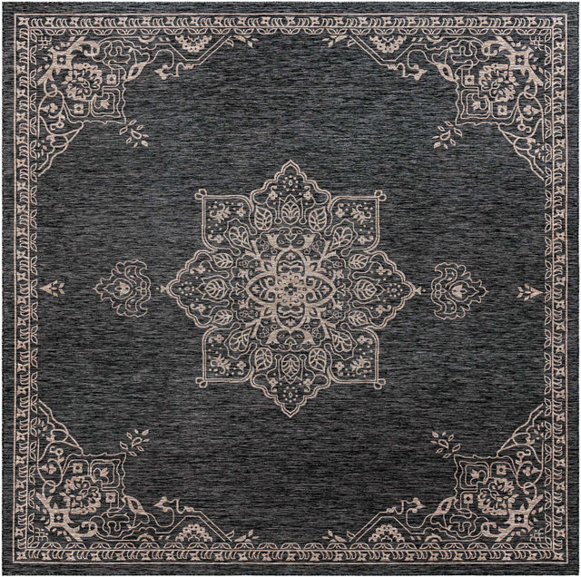 Charcoal Gray 13' 1 x 13' 1 Outdoor Traditional Square Area Rug Weather Resistant for Patio, Deck, Terrace, Balcony, Porch Classical Design Outside Carpet for Sale at Rug Engine