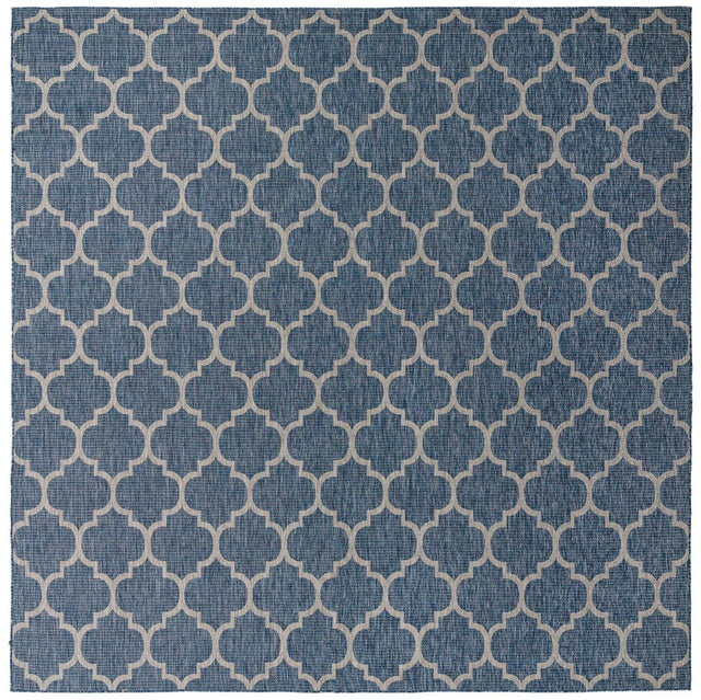 Navy Blue 13' 1 x 13' 1 Outdoor Trellis Square Area Rug Weather Resistant for Patio, Deck, Terrace, Balcony, Porch Geometric Design Water Safe Outside Carpet for Sale at Rug Engine
