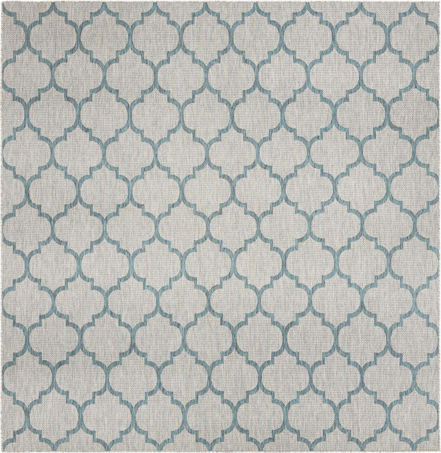 Gray 10' 8 x 10' 8 Outdoor Trellis Square Area Rug Weather Resistant for Patio, Deck, Terrace, Balcony, Porch Geometric Design Water Safe Outside Carpet for Sale at Rug Engine