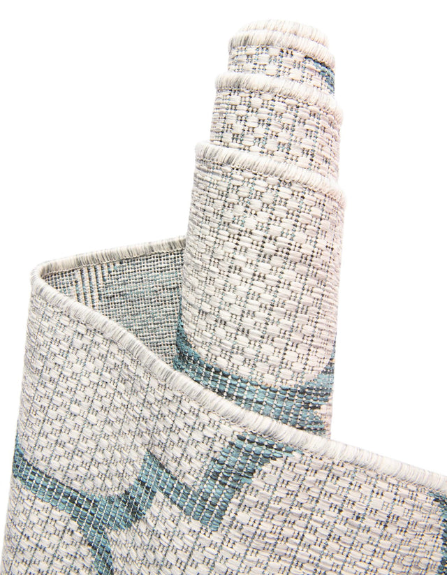 Gray 10' 8 x 10' 8 Outdoor Trellis Square Area Rug Weather Resistant for Patio, Deck, Terrace, Balcony, Porch Geometric Design Water Safe Outside Carpet for Sale at Rug Engine