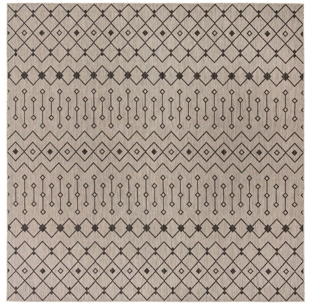 Gray 10' 8 x 10' 8 Outdoor Trellis Square Area Rug Weather Resistant for Patio, Deck, Terrace, Balcony, Porch Geometric Design Water Safe Outside Carpet for Sale at Rug Engine