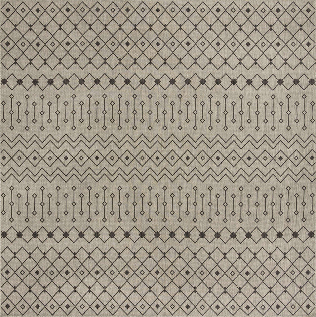 Gray 13' 1 x 13' 1 Outdoor Trellis Square Area Rug Weather Resistant for Patio, Deck, Terrace, Balcony, Porch Geometric Design Water Safe Outside Carpet for Sale at Rug Engine