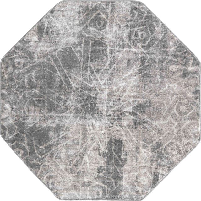 Dark Gray 5' 3 x 5' 3 Sofia Octagon Area Rug Durable Easy Clean Stain Resistant Unique Carpet for Affordable Interior Home Design for Sale at Rug Engine
