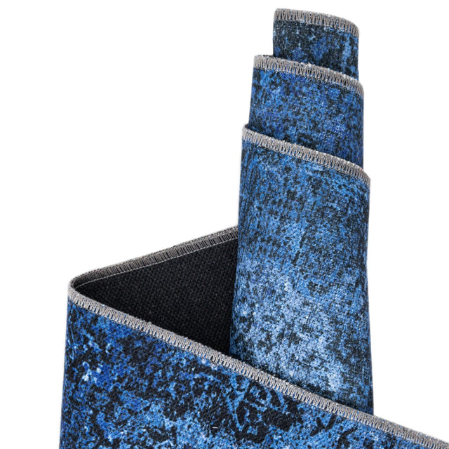 Washable Overdyed Blue 7' 10 x 7' 10 Yara Octagon Area Rug Easy to Clean Stain Resistant & Durable Polyester & Chenille Carpet for Sale at Rug Engine