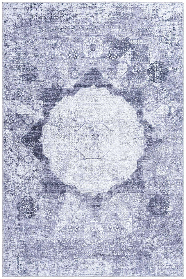 Washable Gray Ivory 4' x 6' Yara Rectangle Area Rug Easy to Clean Stain Resistant & Durable Polyester & Chenille Carpet for Sale at Rug Engine
