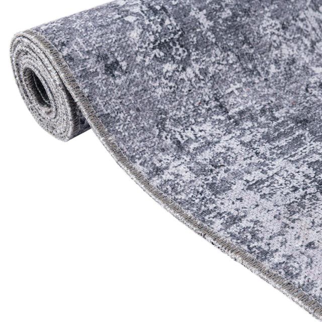 Washable Gray Ivory 2' x 8' Yara Runner Area Rug Easy to Clean Stain Resistant & Durable Polyester & Chenille Carpet for Sale at Rug Engine