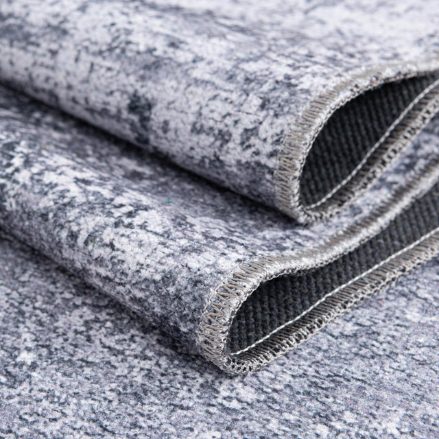 Washable Gray Ivory 2' 7 x 10' Yara Runner Area Rug Easy to Clean Stain Resistant & Durable Polyester & Chenille Carpet for Sale at Rug Engine
