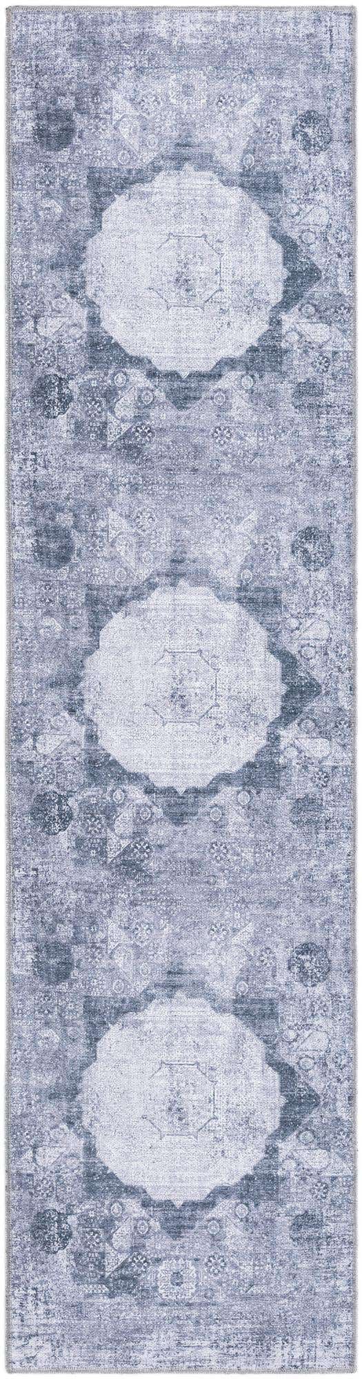 Washable Gray Ivory 2' x 8' Yara Runner Area Rug Easy to Clean Stain Resistant & Durable Polyester & Chenille Carpet for Sale at Rug Engine