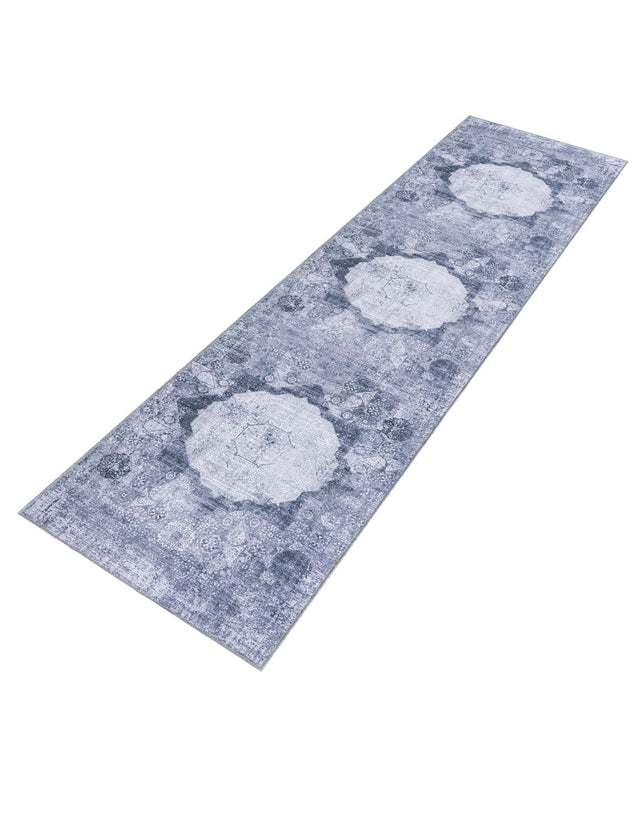 Washable Gray Ivory 2' 7 x 10' Yara Runner Area Rug Easy to Clean Stain Resistant & Durable Polyester & Chenille Carpet for Sale at Rug Engine
