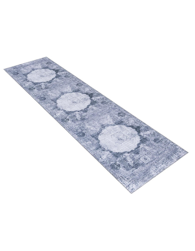 Washable Gray Ivory 2' 7 x 10' Yara Runner Area Rug Easy to Clean Stain Resistant & Durable Polyester & Chenille Carpet for Sale at Rug Engine
