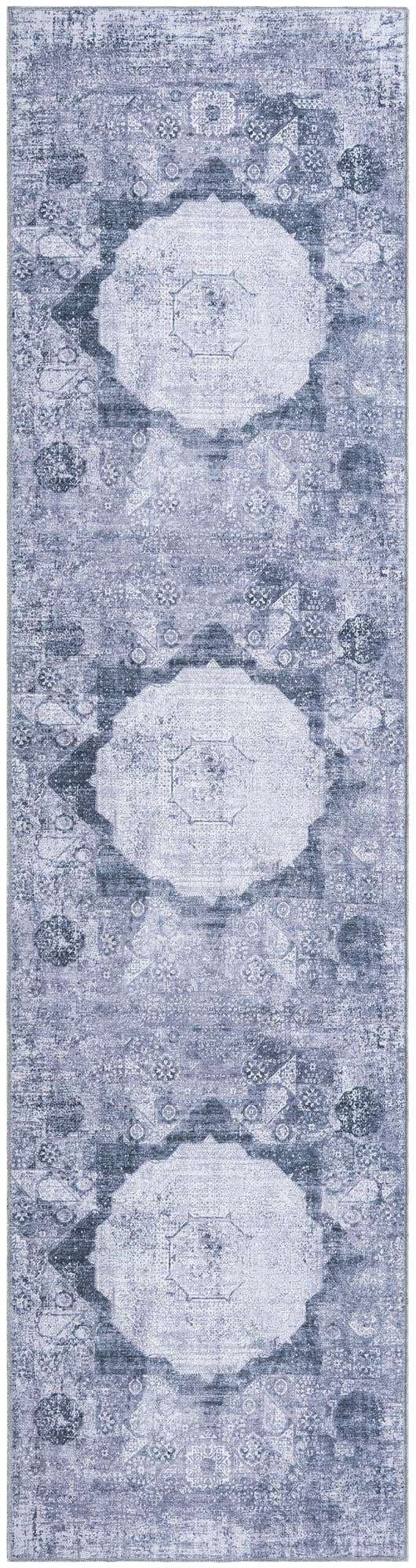 Washable Gray Ivory 2' 7 x 10' Yara Runner Area Rug Easy to Clean Stain Resistant & Durable Polyester & Chenille Carpet for Sale at Rug Engine