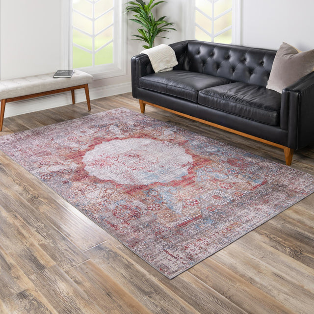 Washable Multicolor 5' x 8' Yara Rectangle Area Rug Easy to Clean Stain Resistant & Durable Polyester & Chenille Carpet for Sale at Rug Engine
