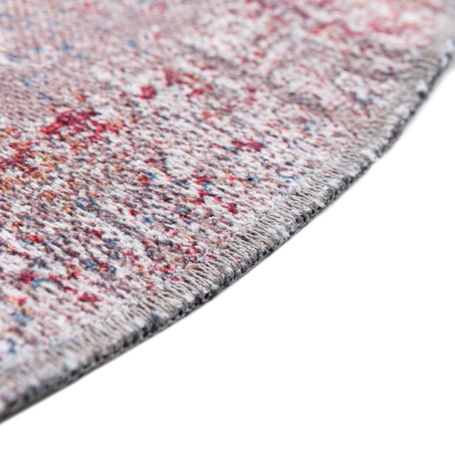 Washable Multicolor 6' x 6' Yara Round Area Rug Easy to Clean Stain Resistant & Durable Polyester & Chenille Carpet for Sale at Rug Engine