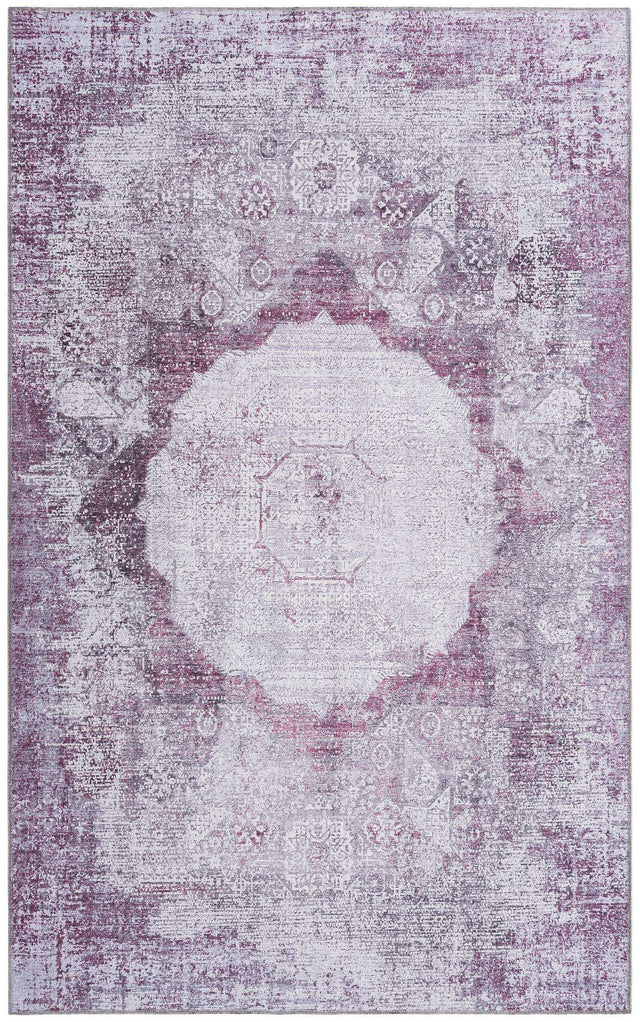 Washable Pink Ivory 5' x 8' Yara Rectangle Area Rug Easy to Clean Stain Resistant & Durable Polyester & Chenille Carpet for Sale at Rug Engine