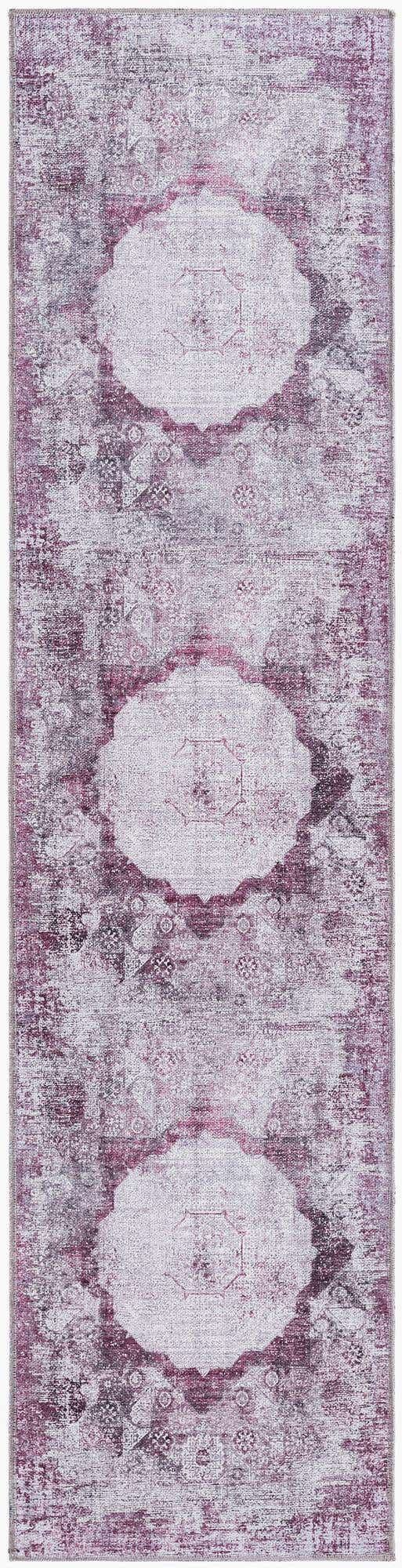 Washable Pink Ivory 2' x 8' Yara Runner Area Rug Easy to Clean Stain Resistant & Durable Polyester & Chenille Carpet for Sale at Rug Engine