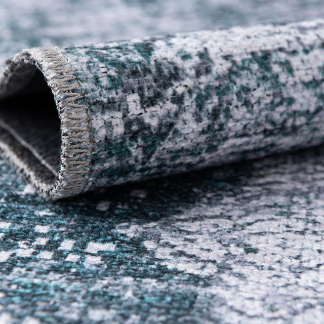 Washable Teal Ivory 7' 10 x 7' 10 Yara Octagon Area Rug Easy to Clean Stain Resistant & Durable Polyester & Chenille Carpet for Sale at Rug Engine