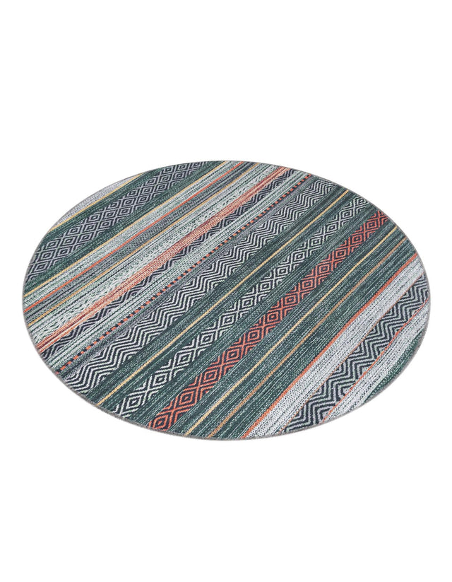 Washable Green 4' x 4' Yara Round Area Rug Easy to Clean Stain Resistant & Durable Polyester & Chenille Carpet for Sale at Rug Engine