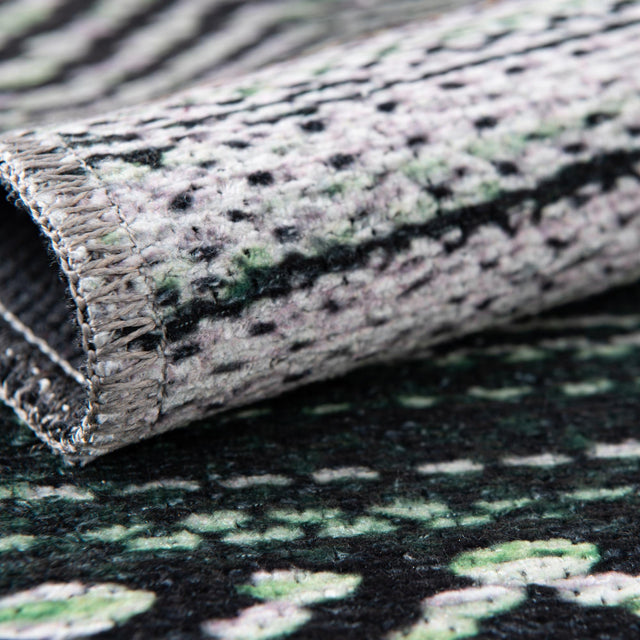 Washable Green 5' x 5' Yara Square Area Rug Easy to Clean Stain Resistant & Durable Polyester & Chenille Carpet for Sale at Rug Engine