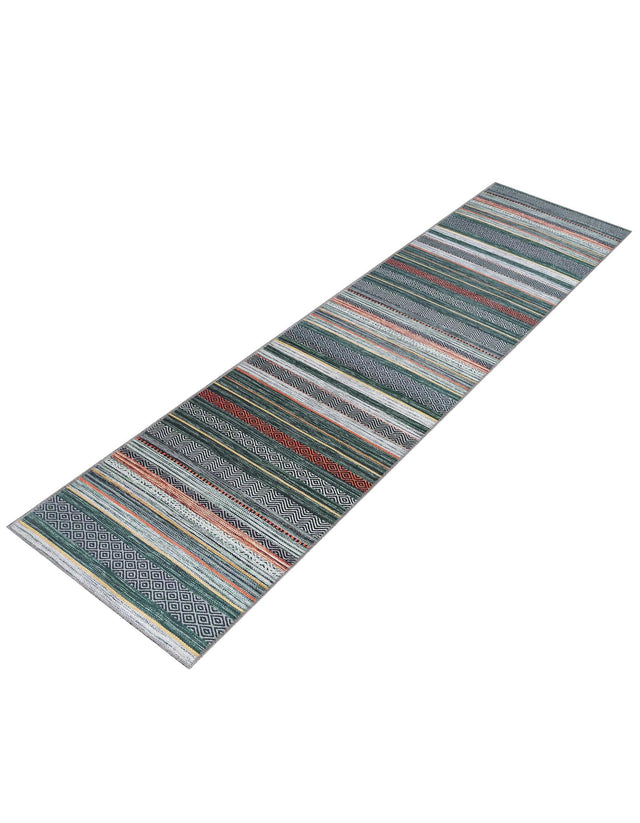 Washable Green 2' 7 x 10' Yara Runner Area Rug Easy to Clean Stain Resistant & Durable Polyester & Chenille Carpet for Sale at Rug Engine