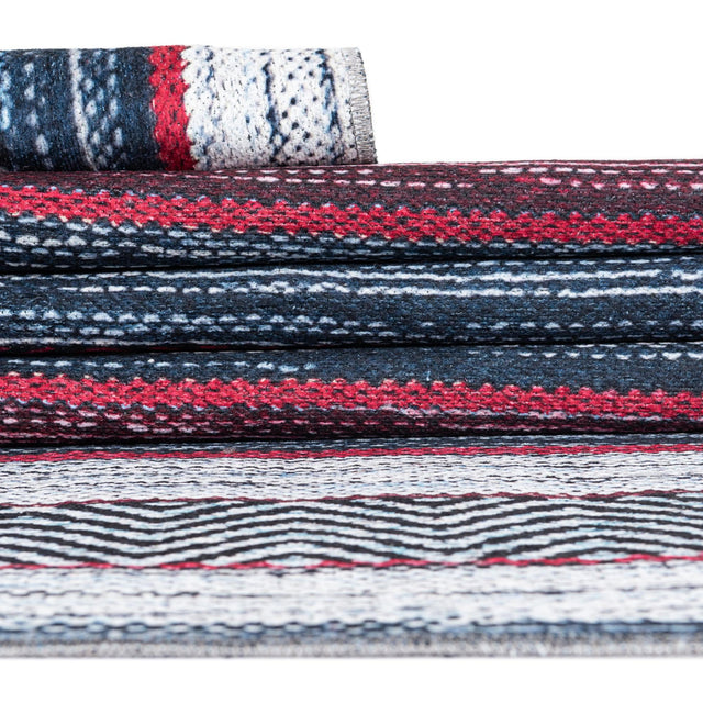 Washable Navy Blue 7' 10 x 10' Yara Rectangle Area Rug Easy to Clean Stain Resistant & Durable Polyester & Chenille Carpet for Sale at Rug Engine
