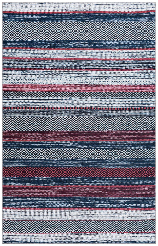 Washable Navy Blue 5' x 8' Yara Rectangle Area Rug Easy to Clean Stain Resistant & Durable Polyester & Chenille Carpet for Sale at Rug Engine