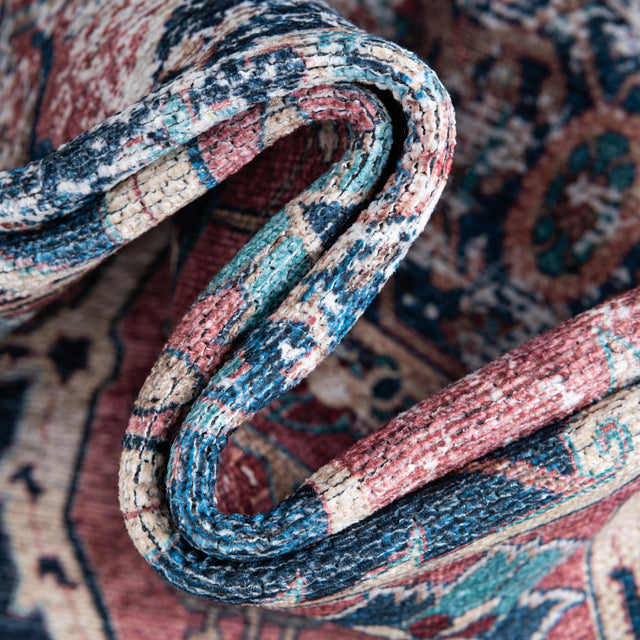 Washable Navy Blue 7' 10 x 7' 10 Yara Square Area Rug Easy to Clean Stain Resistant & Durable Polyester & Chenille Carpet for Sale at Rug Engine