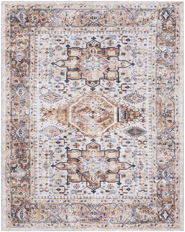 Washable Ivory Almond 7' 10 x 10' Yara Rectangle Area Rug Easy to Clean Stain Resistant & Durable Polyester & Chenille Carpet for Sale at Rug Engine