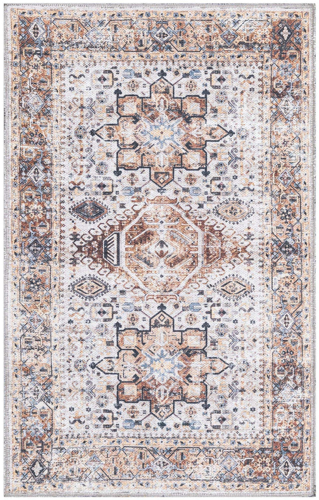 Washable Ivory Almond 2' x 3' Yara Rectangle Area Rug Easy to Clean Stain Resistant & Durable Polyester & Chenille Carpet for Sale at Rug Engine