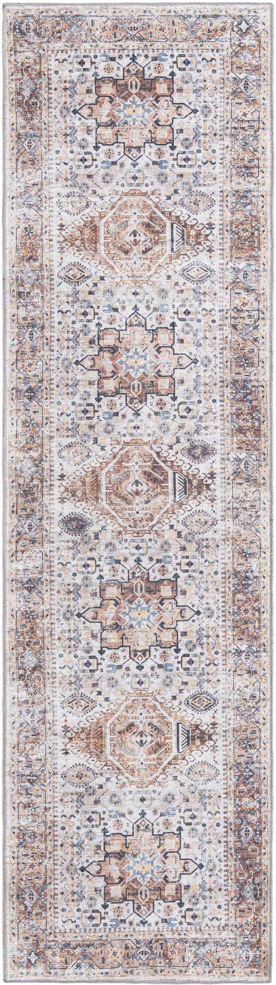 Washable Ivory Almond 2' 7 x 10' Yara Runner Area Rug Easy to Clean Stain Resistant & Durable Polyester & Chenille Carpet for Sale at Rug Engine