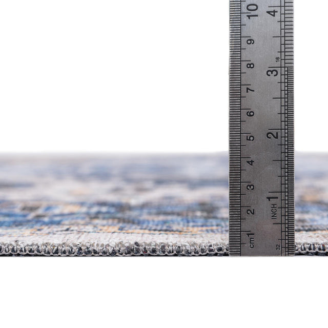 Washable Royal Blue 2' x 5' Yara Runner Area Rug Easy to Clean Stain Resistant & Durable