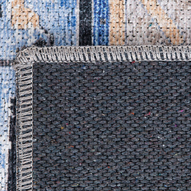 Washable Royal Blue 2' x 5' Yara Runner Area Rug Easy to Clean Stain Resistant & Durable