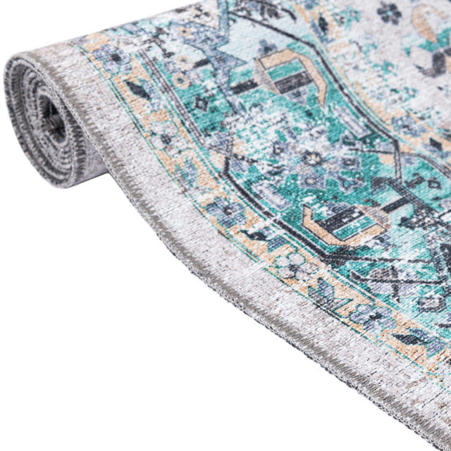 Washable Aqua Green 2' x 3' Yara Rectangle Area Rug Easy to Clean Stain Resistant & Durable Polyester & Chenille Carpet for Sale at Rug Engine
