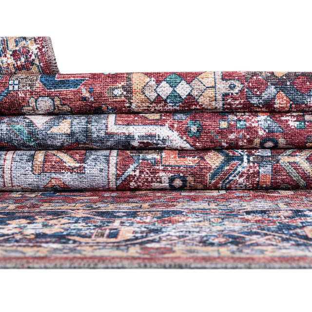 Washable Rust Red 2' x 3' Yara Rectangle Area Rug Easy to Clean Stain Resistant & Durable Polyester & Chenille Carpet for Sale at Rug Engine