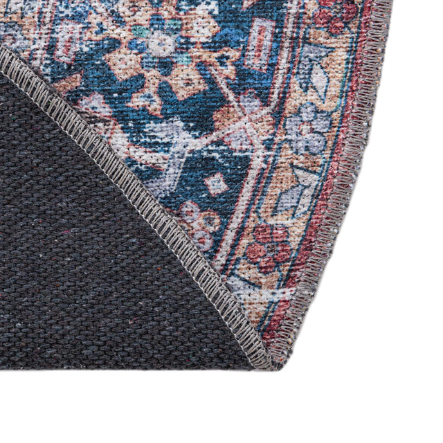 Washable Rust Red 7' 10 x 7' 10 Yara Round Area Rug Easy to Clean Stain Resistant & Durable Polyester & Chenille Carpet for Sale at Rug Engine