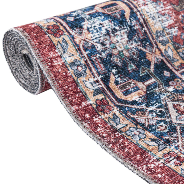Washable Rust Red 7' 10 x 7' 10 Yara Round Area Rug Easy to Clean Stain Resistant & Durable Polyester & Chenille Carpet for Sale at Rug Engine