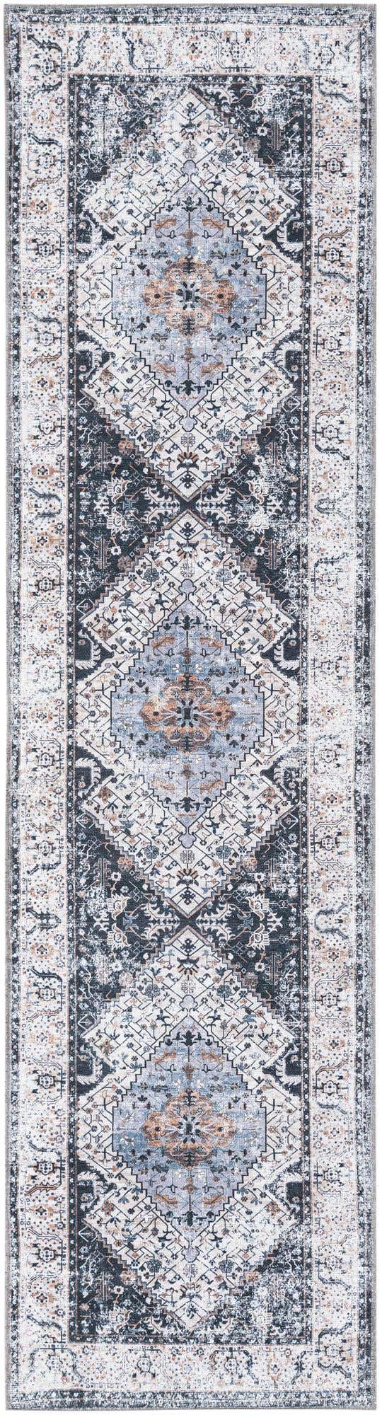 Washable Linen Charcoal 2' 7 x 10' Yara Runner Area Rug Easy to Clean Stain Resistant & Durable Polyester & Chenille Carpet for Sale at Rug Engine