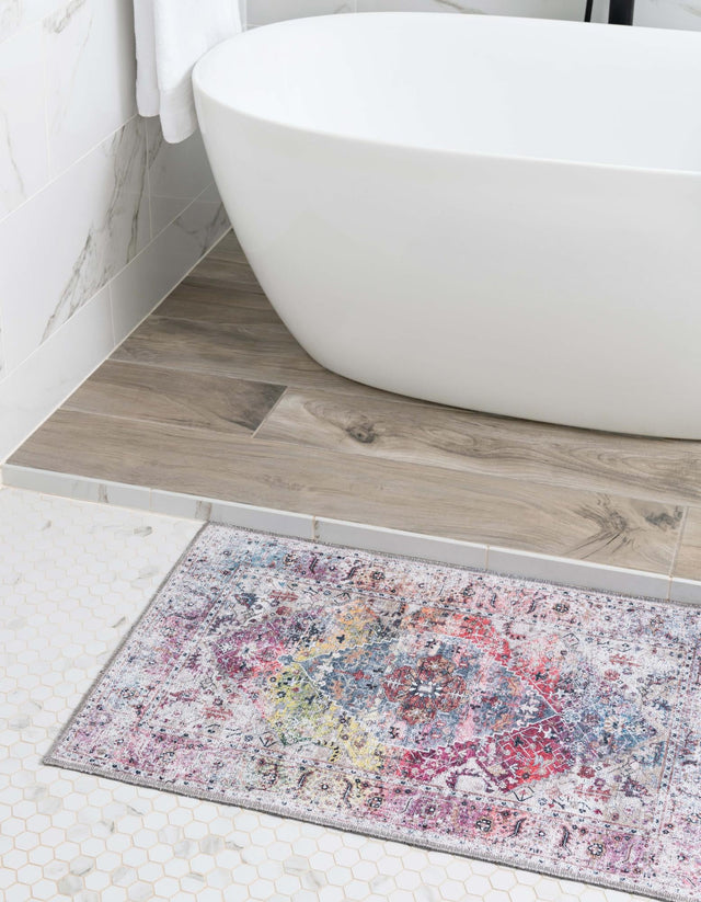 Washable Multicolor 4' x 6' Yara Rectangle Area Rug Easy to Clean Stain Resistant & Durable Polyester & Chenille Carpet for Sale at Rug Engine