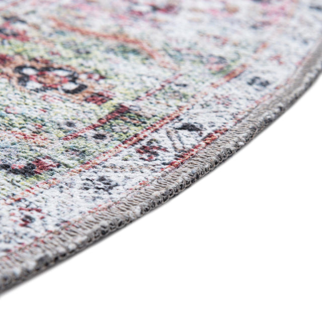 Washable Multicolor 7' 10 x 7' 10 Yara Round Area Rug Easy to Clean Stain Resistant & Durable Polyester & Chenille Carpet for Sale at Rug Engine