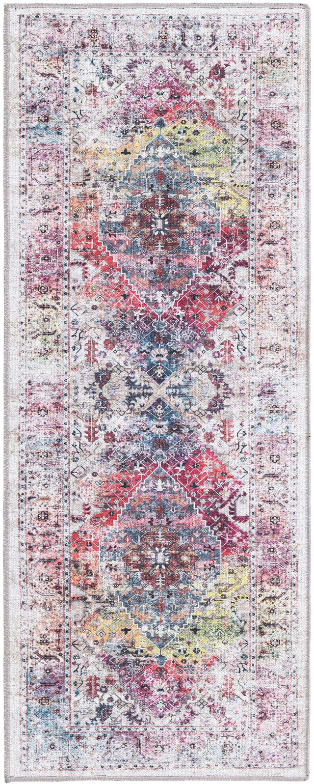 Washable Multicolor 2' x 5' Yara Runner Area Rug Easy to Clean Stain Resistant & Durable Polyester & Chenille Carpet for Sale at Rug Engine