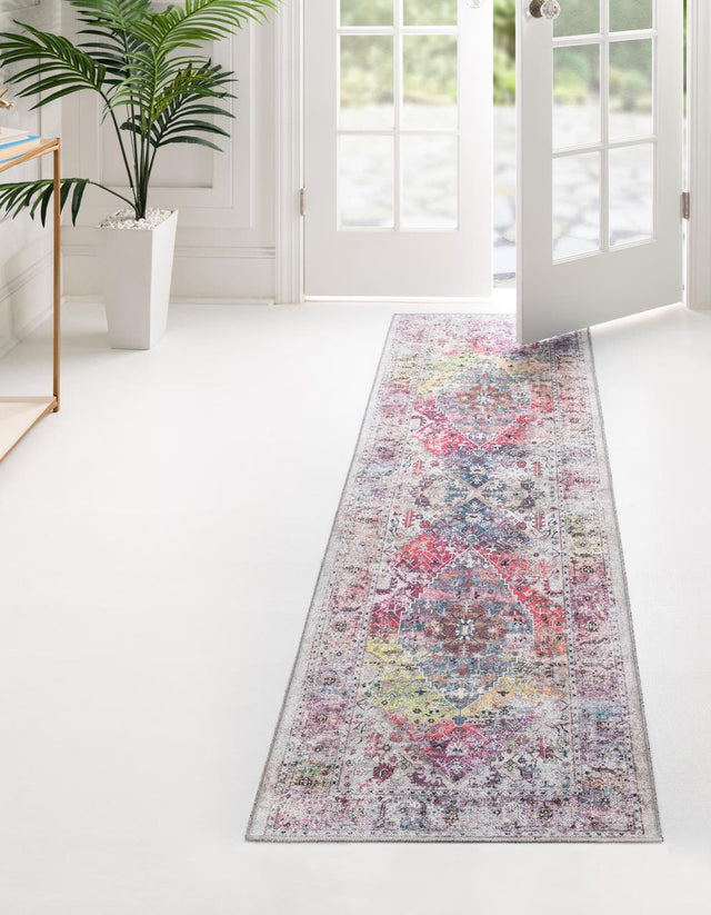 Washable Multicolor 2' x 8' Yara Runner Area Rug Easy to Clean Stain Resistant & Durable Polyester & Chenille Carpet for Sale at Rug Engine